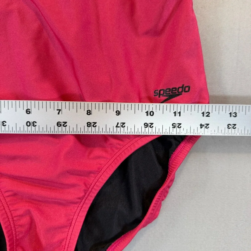 Speedo Womens Pink One Piece Swimsuit Racerback Athletic Swim 8 Training Beach